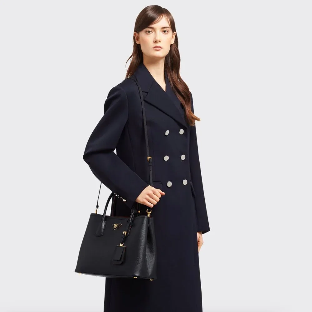 Prada Medium Saffiano Double Bag in Black / Red